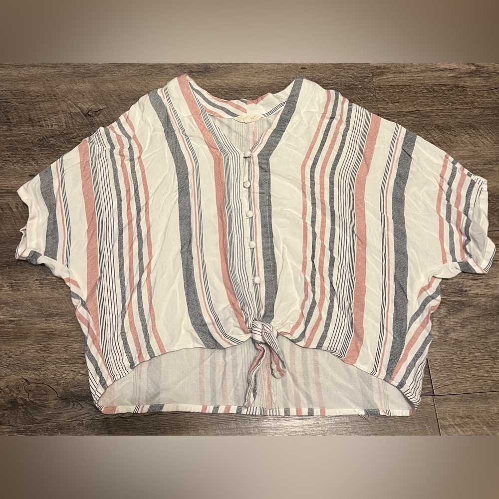 Women’s striped button up dress shirt